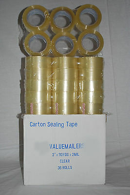 36 Rolls Carton Sealing Clear Packing 2 Mil Shipping Box Tape 2" X 110 Yards